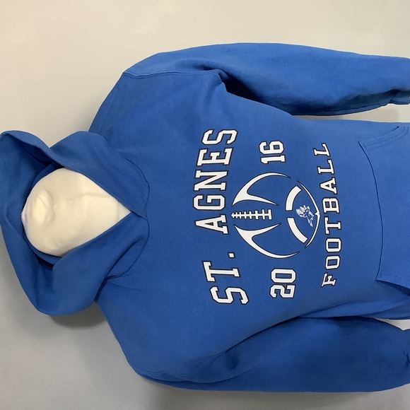 Retro Champion St Agnes Football Hoodie - Size S - Royal Blue - P2P 18” - Picture 2 of 8
